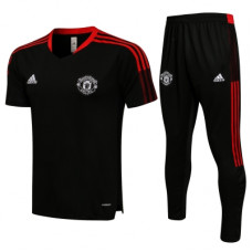 Манчестер Юнайтед тренировочный костюм с футболкой черный 2021-2022