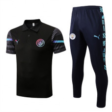 Спортивный костюм Манчестер Сити с чёрным поло сезон 2022-2023