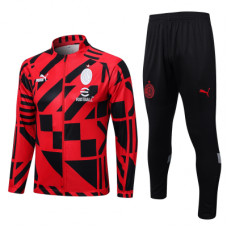 Милан спортивный костюм 2022-2023 красный с чёрными узорами