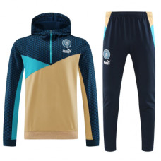 Манчестер Сити спортивный костюм с толстовкой на короткой молнии 2023-2024 тёмно-синий с бежевым