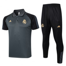 Реал Мадрид спортивный костюм с тёмно-серым поло 2023/24