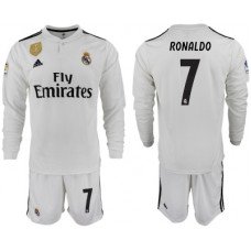 Футболка Реал Мадрида для домашних игр 2018/19 с длинным рукавом номер 7 Роналду